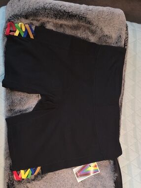 Rainbow Pride Black Bike Shorts Large NWT